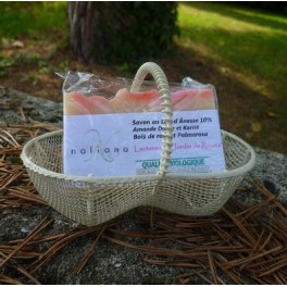 Cadeau panier beige 1 savon parfumé Cadeau panier beige 1 savon parfumé